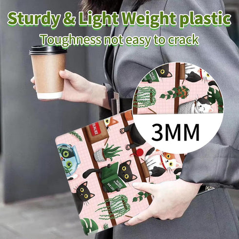 XIHEYUEBANG A4 12.6" 8.9" Cat Bookshelf Clipboard, Cute Decorative Clip Board with Metal Clip Pretty Plastic Clipboards