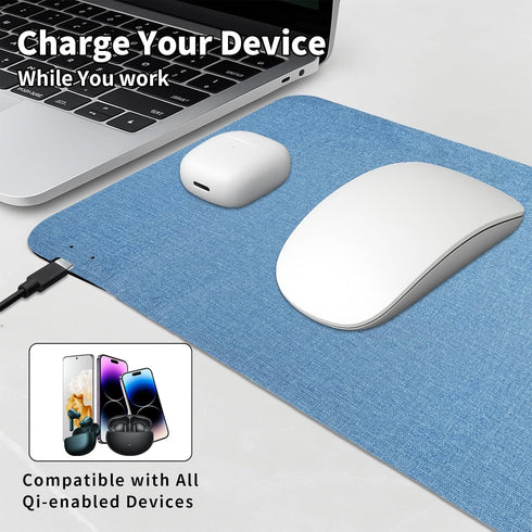 Tongyanat 15W, Fast Wireless Charging Mouse Pad Office Desk Pad with Ultra-Smooth Surface Non-Slip Rubber Base