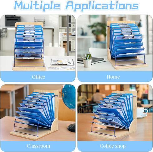 Clipboard Holder, Wooden Clipboard Storage Rack with Sturdy Metal Shelf, Organizer for Classroom, Office, Home (2 PCS)