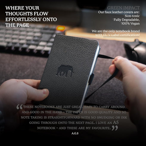 Dingbats* Wildlife A6 Pocket Notebook, PU Leather Hardcover Small Journal for Work and Travel, with Elastic Closure and