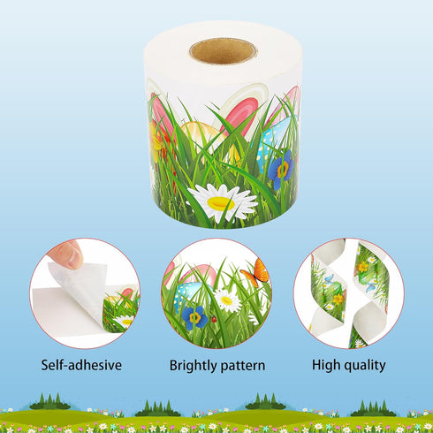 Easter Bulletin Board Border - Self-Adhesive Green Grass Bunny Flower Trim for Classroom Decor