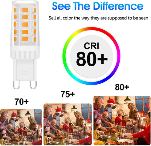 ENERGETIC G9 LED Bulb Dimmable, 40W T4 Halogen Equivalent, 400LM Soft White 2700K, G9 Loop Pin Base, 6 Pack