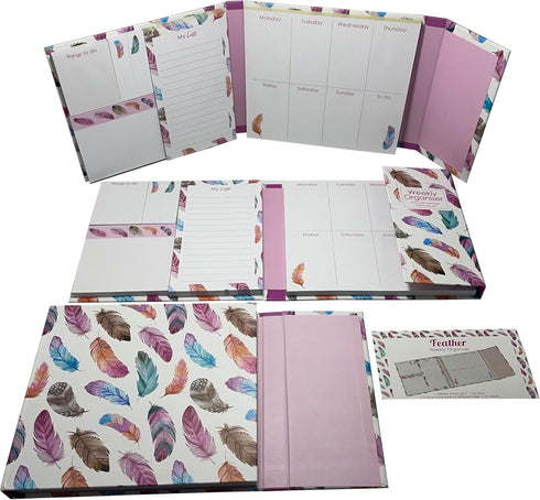 Cutepaper Weekly Organiser Self-Stick Notes, Pastel Memo Pad Set, Colored Printing with Feather Shapes, Cute Design