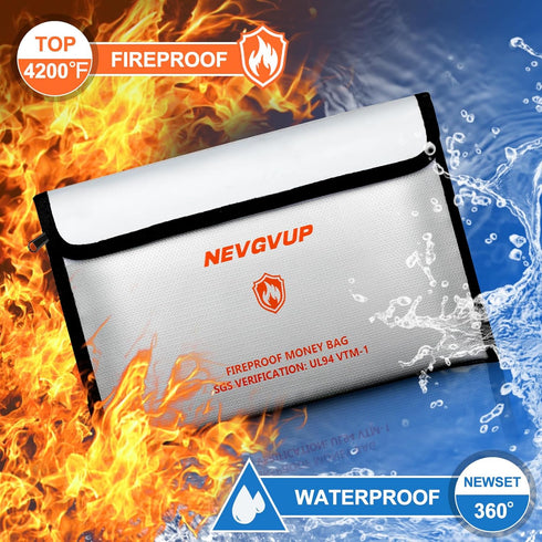 NEVGVUP 4200F 9.8 6.5 Set Fireproof Money Bag for Cash -Heat Insulated, x Fireproof Document Bag with Waterproof