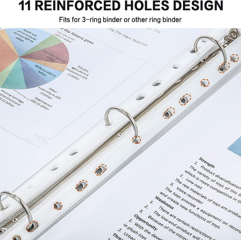 PANDRI 600 Pack Clear Heavy Duty Plastic Page Protectors, Fits Standard 8.5 x 11 Paper, 11-Hole for 3 Ring Binder