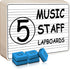 Scribbledo 5 Pack Dry Erase Music Staff White Boards, 9"X12" Double Sided Musical Notes Whiteboard for Kids Students