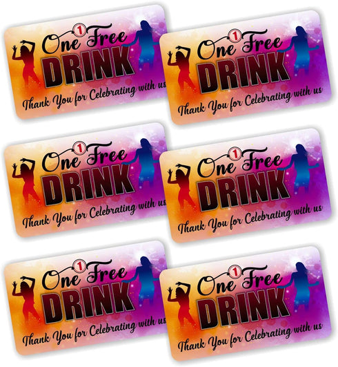 PARTH iMPEX One Free Drink Ticket Coupon Cards - Pack of 100, 3.5"x2" Redeem Gift Vouchers for Events