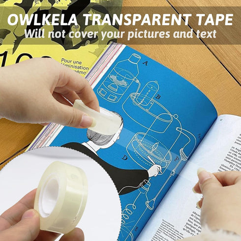 OWLKELA 6 Rolls Transparent Tape Refills, All-Purpose Glossy Tape for Office, Home, and School