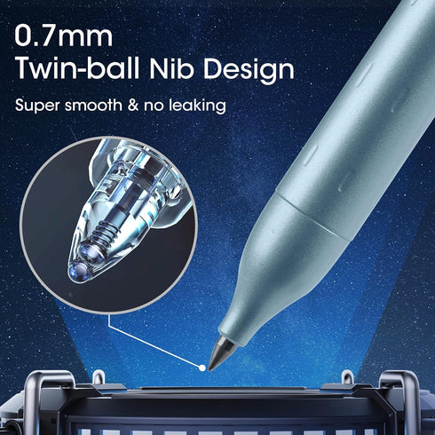 WRITECH Gel Pens Fine Point, Premium Metal Barrel Retractable 0.7mm Black Ink Pen 2ct with 2 Refills for Smooth Writing