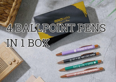 Set 4 InnoBeta Ramen Gifts, Powered by Ramen, Japanese Gifts, Ballpoint Pen