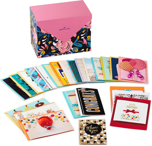 Pack 24 FloralBirthday/ Hallmark of Handmade Assorted Boxed Greeting Cards, Modern Baby Shower Cards, Wedding/ Sympathy