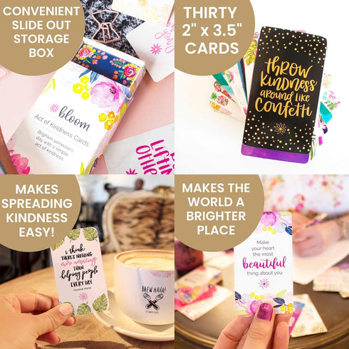 bloom daily planners Act of Kindness Deck - Set of 30 Mini Encouragement Cards with Positive Quotes, Assorted Designs