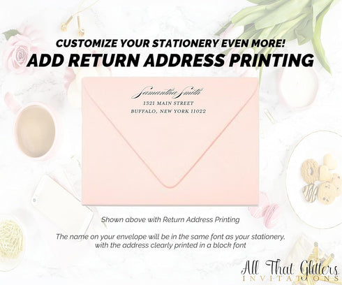 All That Glitters Invitations Set, Set 10 Personalized Business Stationary Stationery for Professionals, Monogram Note