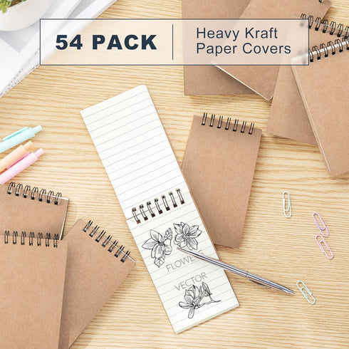 Tenceur 54 Pcs Mini Spiral Notebook - 3" x 5" Top Bound Small Notepads, 120 Pages for Kids Home Office School