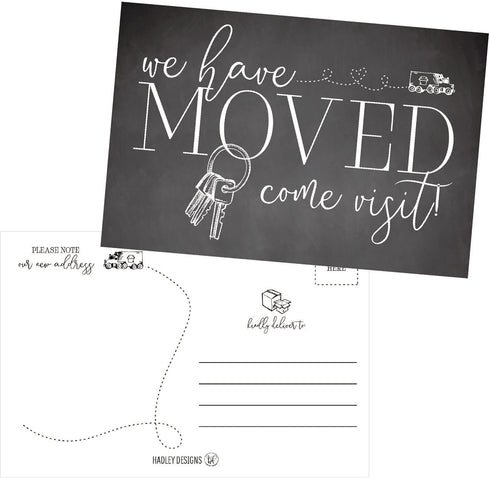 Hadley Designs Set of 50 We've Moved Postcards, Change of New Address Moving Announcements, House Warming Gifts
