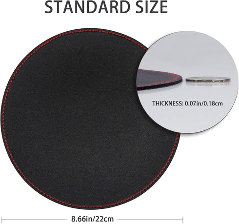YSAGi 2 Pack Mouse Pads, Ultra Thin Waterproof PVC Leather, Stitched Edges, Office/Home, Black