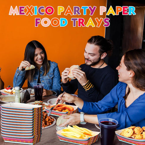 50 Pack Mexican Taco Nights Food Trays Deli Trays Nacho Popcorn Candy Snack Holder Grease Proof Containers Boats