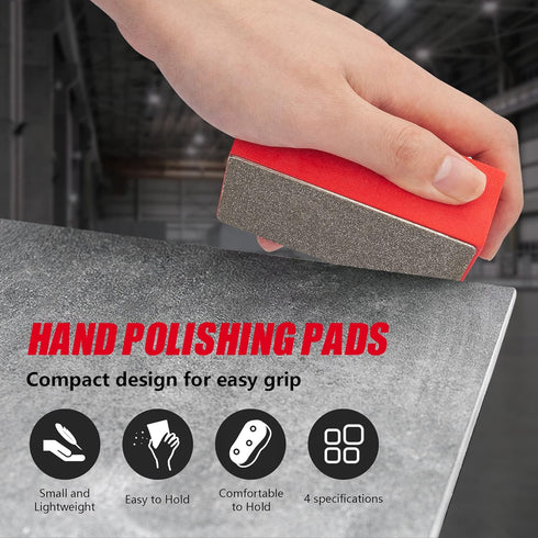 4Pcs Diamond Hand Polishing Pads for Sanding Ceramics Glass Tile Concrete Stone Marble Granite (60#, 100#, 200#, 400#)
