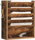 Wall File Organizer, 6-Tier Vertical Mount Hanging Holder with Vintage Wooden Magazine Storage Crate