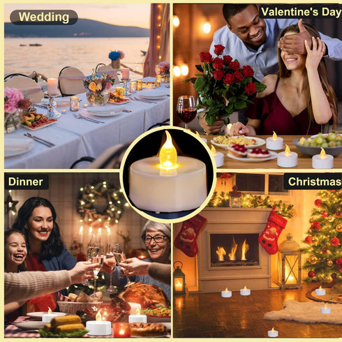 24 Pack Flameless LED Tea Lights Candles, Battery Operated Flickering Electric Fake Candle in Warm Yellow for