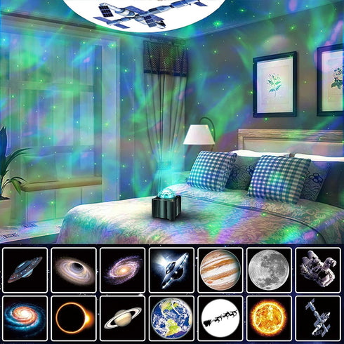 WANRAYW 15 1 Star Projector, in Space, Night Light with Remote Control, Galaxy Projector with Bluetooth Speaker, Moon