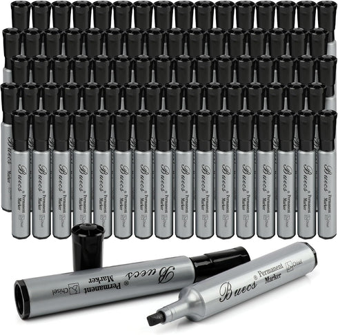 Permanent Markers, 80 Count Black Chisel Tip, Waterproof & Fade Resistant, Quick Drying Office Supplies for School,