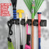Mop and Broom Holder Wall Mount, Garage Storage Organizer with 5 Slots, 6 Hooks, 7.5lbs Capacity Per Slot, Black Broom