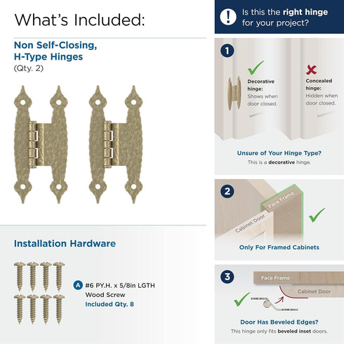 Amerock BPR3406BBZ Cabinet Hinge, 3/8 in Offset Non-Self Closing Face Mount, Golden Champagne, 2 Pack