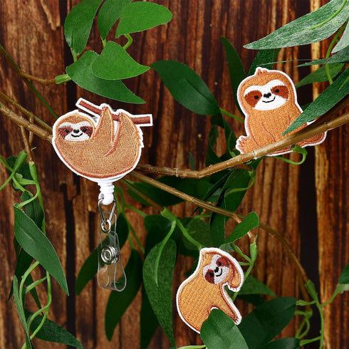 WILLBOND 3 Pcs Sloth Badge Holder, Cute Sloth Retractable Felt Reel Clip with Alligator Clip for Women Nurse ID Card