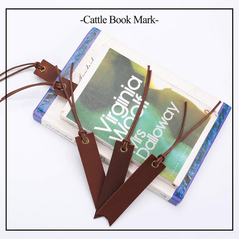 Genuine Leather Bookmarks with Tassel, Handmade Page Markers for Reading, Perfect Gift for Readers (5 Pack Umber)