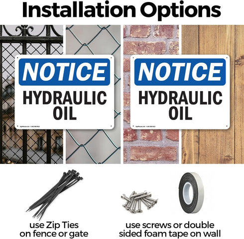 (2 Pack) Hydraulic Oil OSHA Notice Sign 10 Inch X 7 Inch Plastic Sign, Weather Resistant for Workplace and Construction