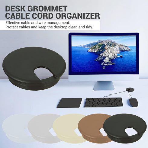 5 Pack Rok Hardware 3" (76mm) Black Round Computer Desk Table Port Wire Cable Organizer Hole Cover Grommet
