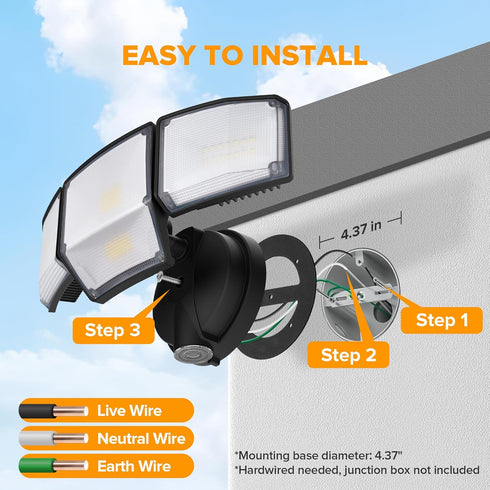 80W 9000LM IP65 5000K 4 LUTEC Dusk to Dawn Flood Lights Outdoor, Super Bright LED Security Light with Photocell