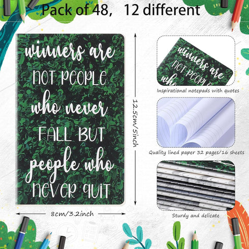 Inspirational Notepads Mini Motivational Notebook Small Pocket Journal Notepads Inspiring Notebook for School Office Travel Present Supplies, 12 Styles (Vivid Style,48 Pieces)