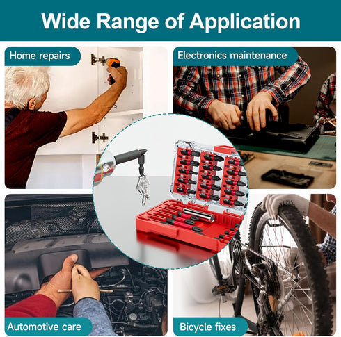 30Pcs Set, S2 Screwdriver Bit Steel Impact Bits with Magnetic Phillips, Slotted, Torx, Hex & Allen, Storage Case