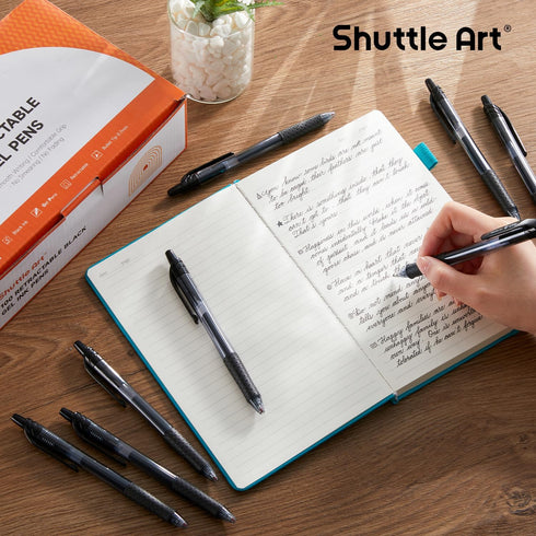 Shuttle Art Black Gel Pens, 100 Pack Retractable Medium Point Rollerball Gel Ink Pens for Office School