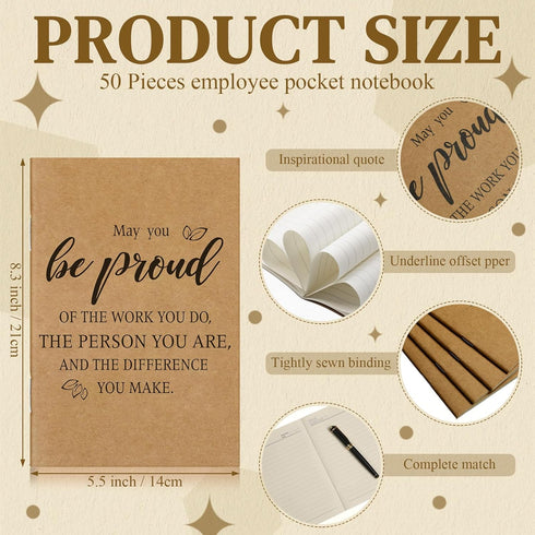 Fuutreo 50 Pack Inspirational Notebooks, 8.27 x 5.51 In A5 Kraft Motivational Notepads for Employee Appreciation Gifts