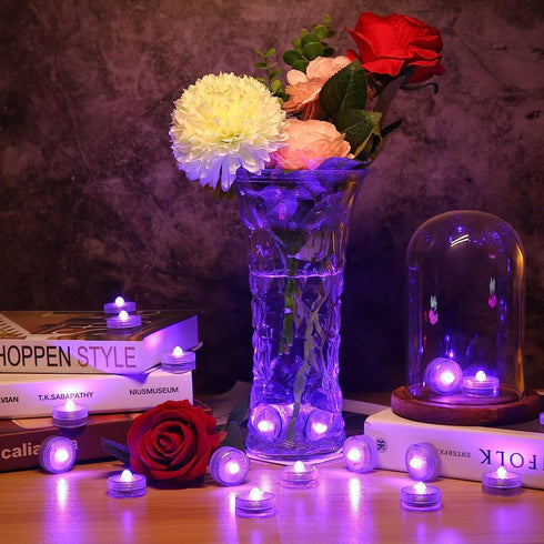 HL Submersible LED Light, Purple Small Battery Powered Light for Wedding Home Vase Festival Decoration (12pcs)