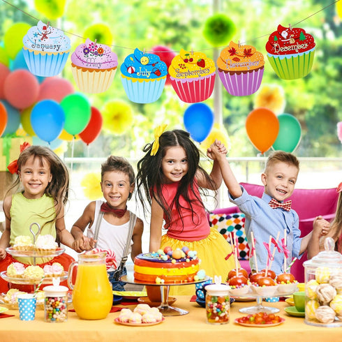 Blulu 12 Pcs Colorful Cupcake Cutouts, Birthday Classroom Bulletin Board Decorations, 9.6 x 11.6 Inches