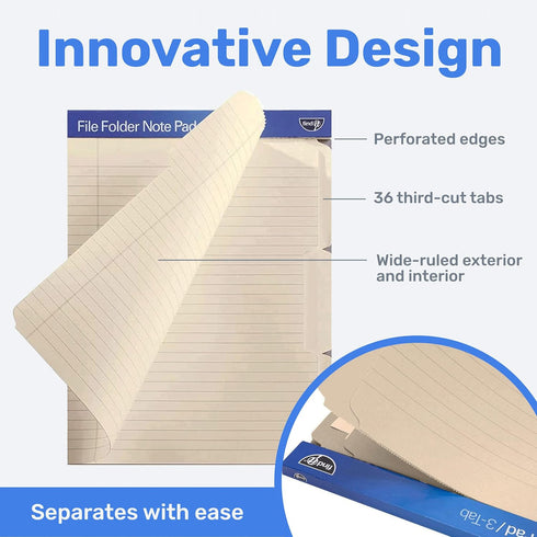 Find It File Folder Notepad, Pack of 36-9.5 x 12.5 Inch Notebook Organizer Folders for Filing and Document Organization