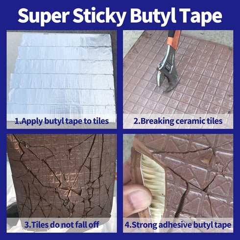 ADHES Butyl Tape Waterproof Aluminum Foil Tape 150mm x 5m for RV Repair, Window, Boat and Pipe Sealing