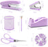 Purple Office Supplies, Purple Desk Accessories, Stapler, Staple Remover, Tape Holder, Pen Holder, Ballpoint Pen, Scissor, Binder Clips, Paper Clips and 1000pcs Staples. by Famassi