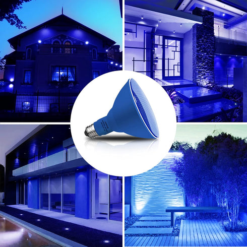 Gonhom 2 Pack PAR38 Bulbs, Dimmable, 20W, E26 1800 Blue Led Light Base, Outdoor Indoor, Christmas Lighting, LM, Long