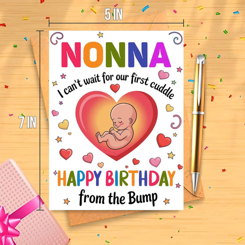 Moonlit93 Nonna - I Can't Wait For Our First Cuddle Happy Birthday From The Bump! Card - Ideas Birthday Card For Nonna