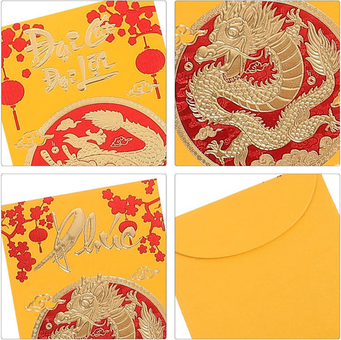 Chinese New Year Red Envelopes 2024, Lunar New Year Money Envelopes, Red Envelope Packets Hong Bao with Gold Embossed