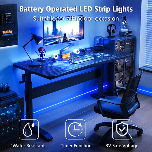 9.8ft 90 Dimmable, LED Strip Lights Battery Operated, LED Strip Lights with Remote Controller Timer Waterproof Flexible