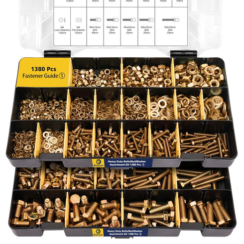 Bonost 1380pcs Nuts and Bolts Assortment Kit - Heavy Duty Grade 8.8 Metric