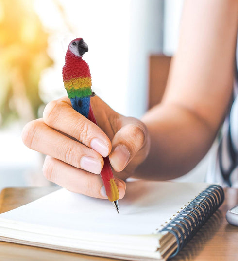 Bundle of Sloth, Llama, Tropical Flamingo, & Red Parrot Novelty Pens – Colorful Tropical Animals Writing Pens for