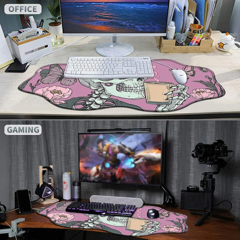 SROJDHFJB 35.4 15.7 inches Skull Coffee Pink Large Gaming Mouse Pad Plus a Coaster, x Desk Mat Extended XXL Mousepad