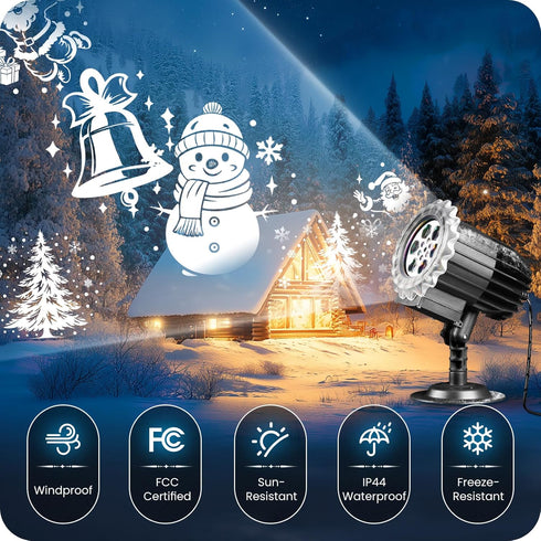 9W B02PL05 Christmas Projector Lights Outdoor, Waterproof & Adjustable LED Christmas Snowflake Projector Lights Outdoor